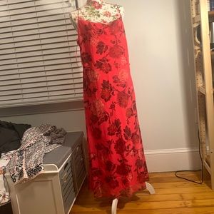 Pink floral maxi dress